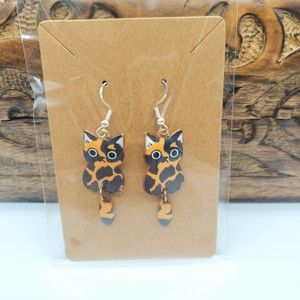 Cute Calico Cat Earrings Kitty Novelty